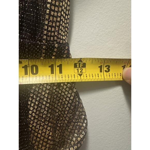 Calvin Klein Women’s Metallic Gold Black Long Sleeve Belted Dress Size 4 Sparkle - Picture 7 of 8